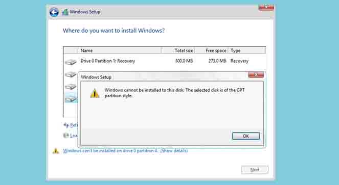 Cara Mengatasi windows cannot be installed to this disk