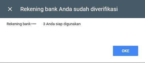 setting pembayaran adsense ovo berhasil